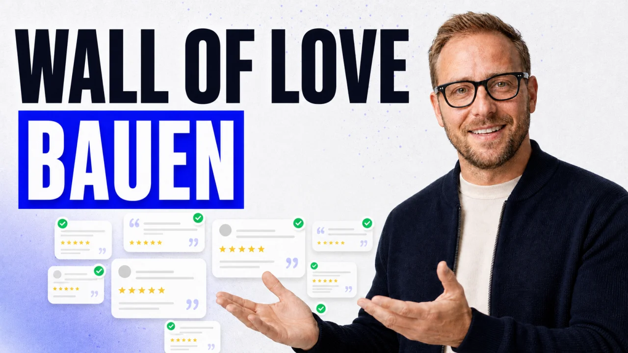 Wall of Love mit Lukas König und einer Sammlung verifizierter Testimonial-Karten