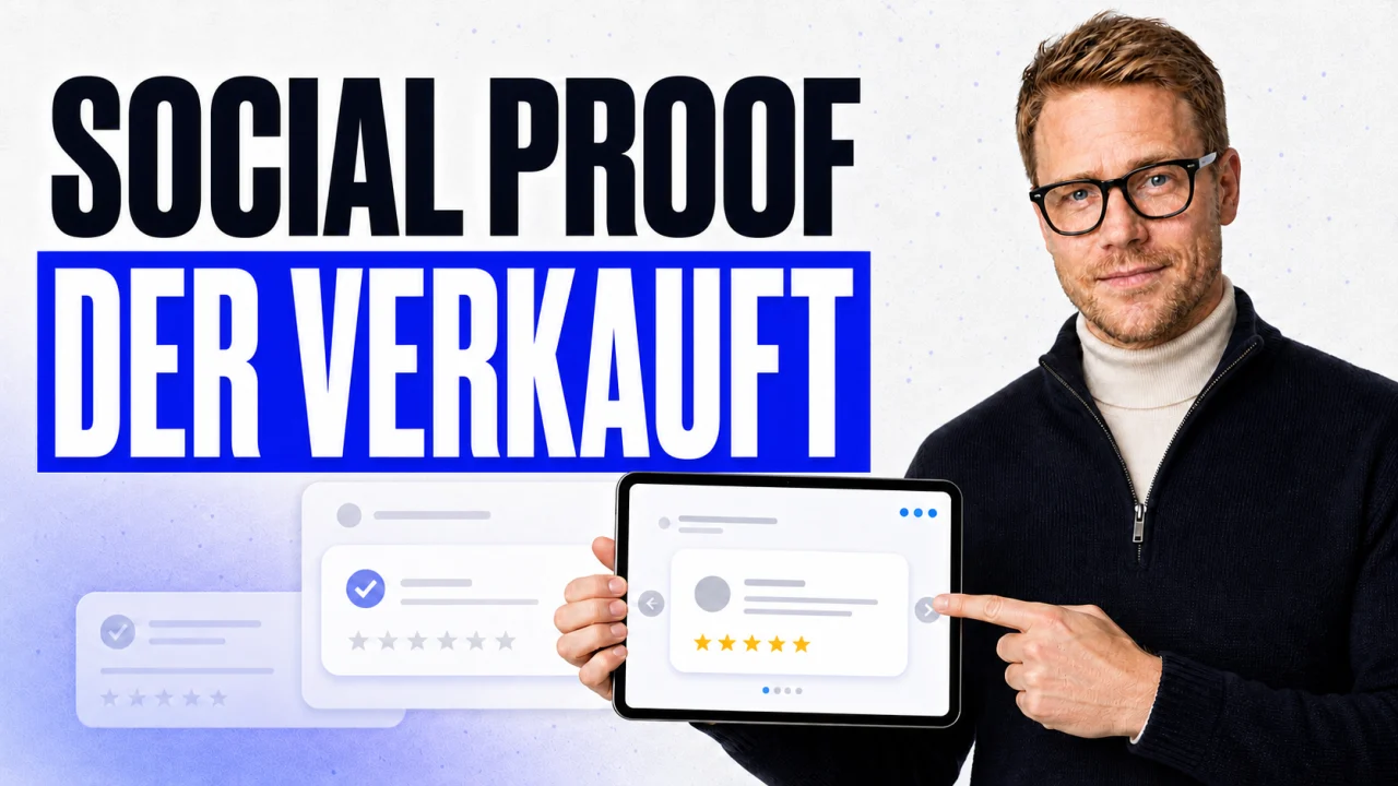 Social Proof auf Websites mit Benjamin König, Tablet und Testimonial-Widget
