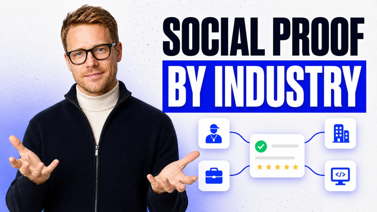 Social proof playbooks by industry with Benjamin König presenting four industry paths
