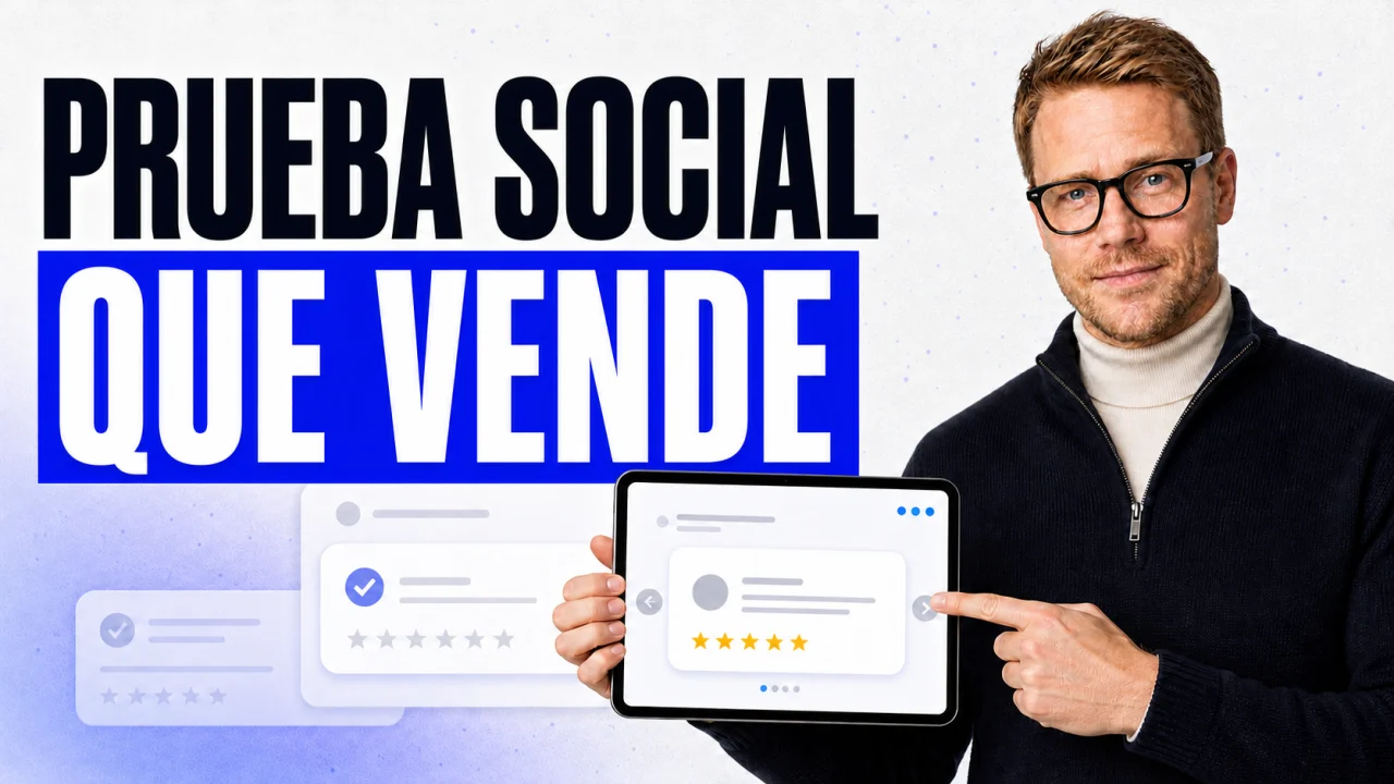 Prueba social que vende con Benjamin König mostrando un widget de testimonios en una tablet